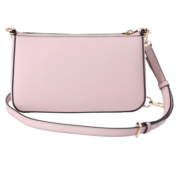 Michael Kors Jet Set Travel Medium Zip Pouchette Crossbody Powder Blush Pink - Picture 7 of 9